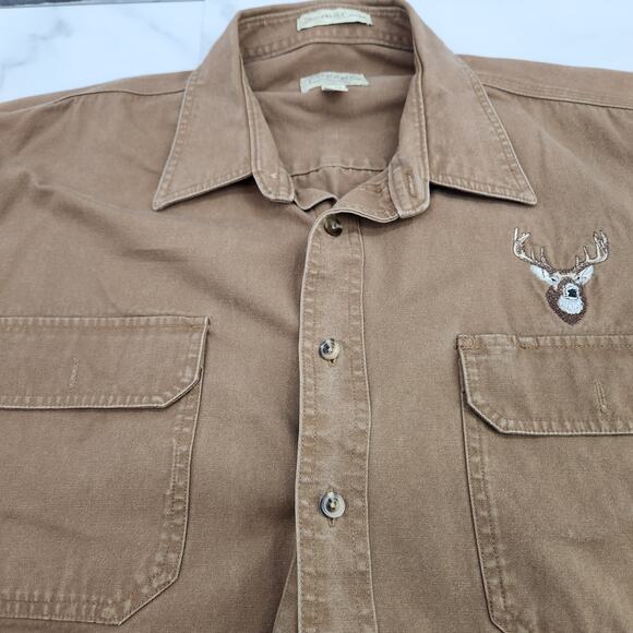 Cabela's XL Tall Stonewash Canvas button up Deer embroidered 100% cotton shirt - Picture 1 of 9